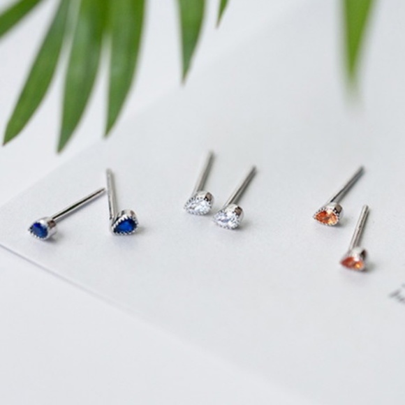 NWT! Sterling Silver Earrings Rhinestone Teardrops Stud Earrings - Choose Color! - Picture 4 of 5